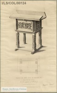 Engraving of a Table of the time of Henry VIII from Hill Hall, Theydon Mount.
