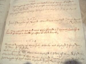 An extract from the Baptism Register of Theydon Mount Church