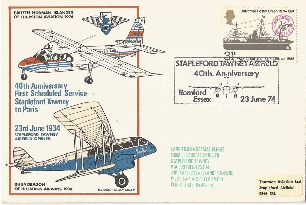 Advertisement for Hillman’s Airway’s who operated out of Stapleford Tawney Airfield.