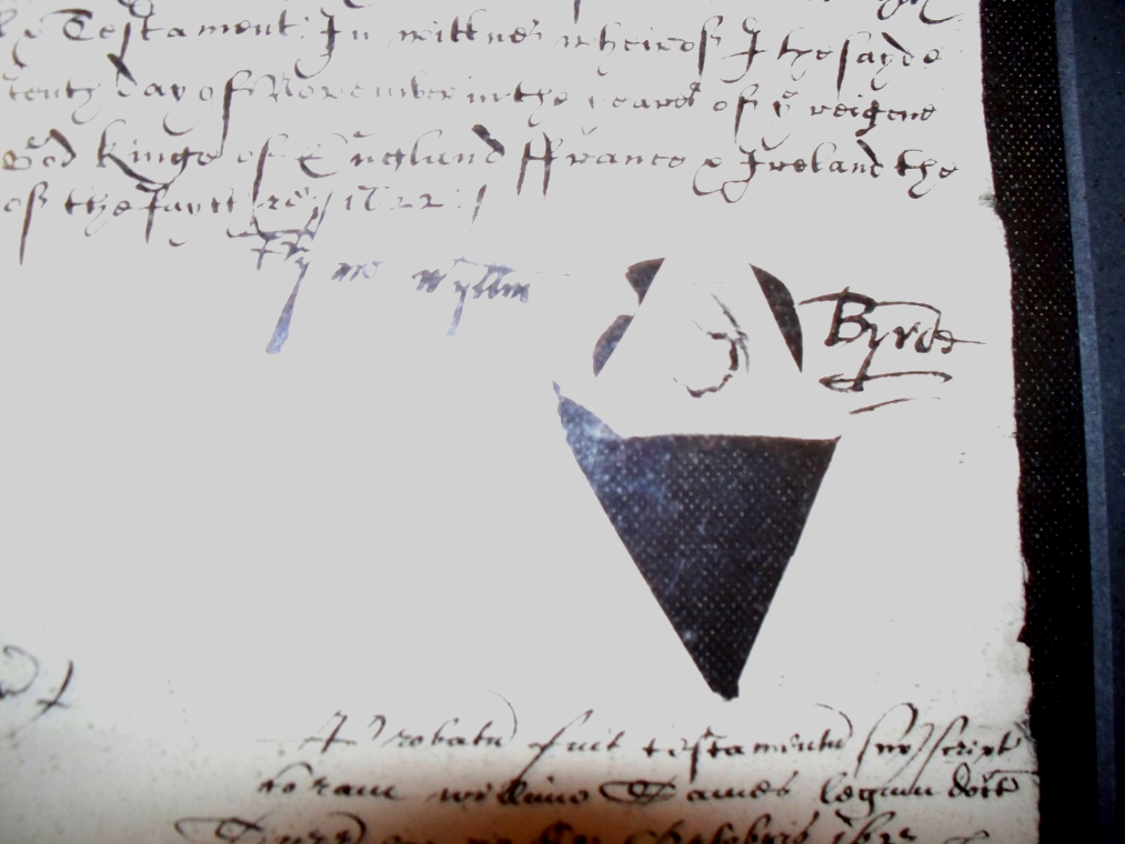 William Byrd’s signature on his Last Will and Testament