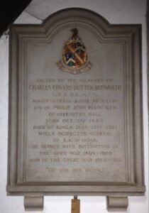 Memorial to Charles Edward Budworth in Greensted Church