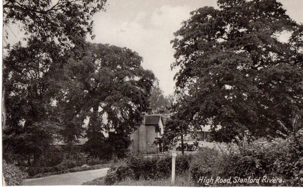High Road, Stanford Rivers, with the White Bear Public House.