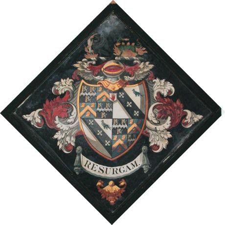 Hatchment of Sir William Smith, 7th Bt., who died 1823, and which is in Theydon Mount Church.