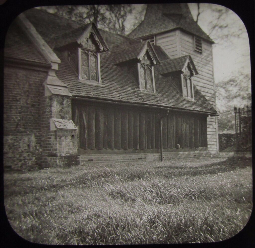 Glass Magic Lantern Slide Greensted Church circa1900