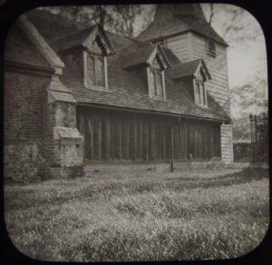 Glass Magic Lantern Slide Greensted Church circa1900
