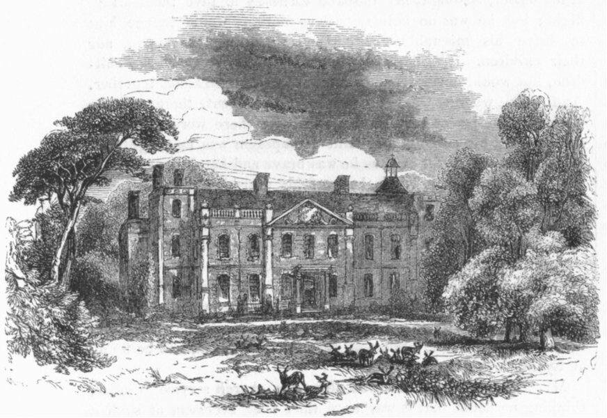 Print of Hill Hall, Theydon Mount, circa 1845