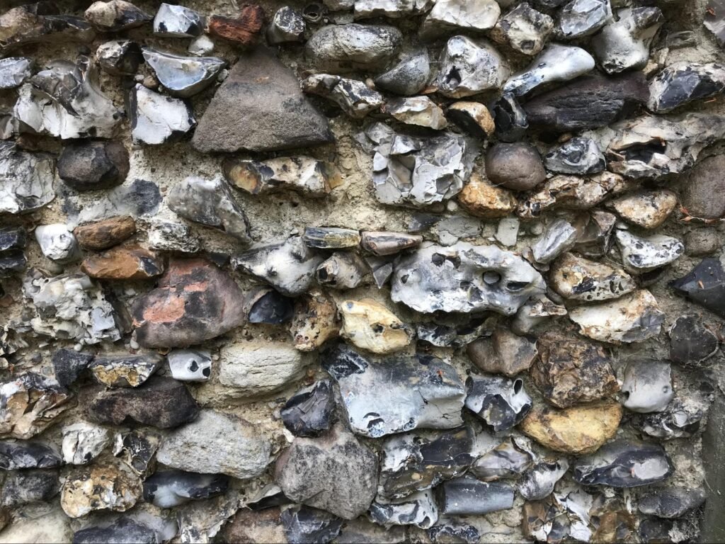 Showing the variety of building material used in its construction