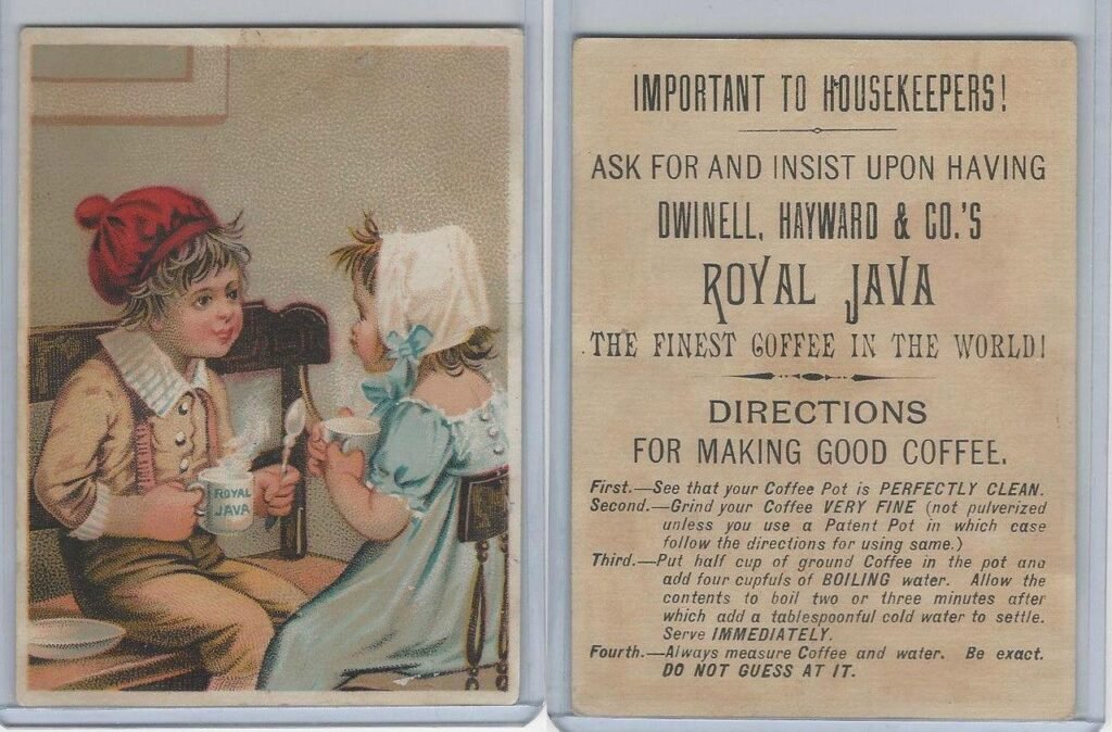 1890s advertisement showing children drinking coffee
