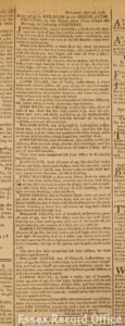 Article from the Chelmsford Chronicle reporting the escape of 15 prisoners from the House of Correction, 5 April 1776
