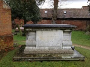 Captain Budworth’s grave in Greensted churchyard