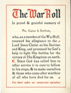 The War Rool for Private Victor Albert Burton
