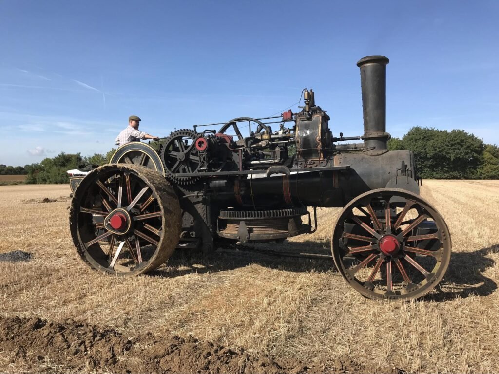 Static steam plough at Ongar Ploughing Match 2018