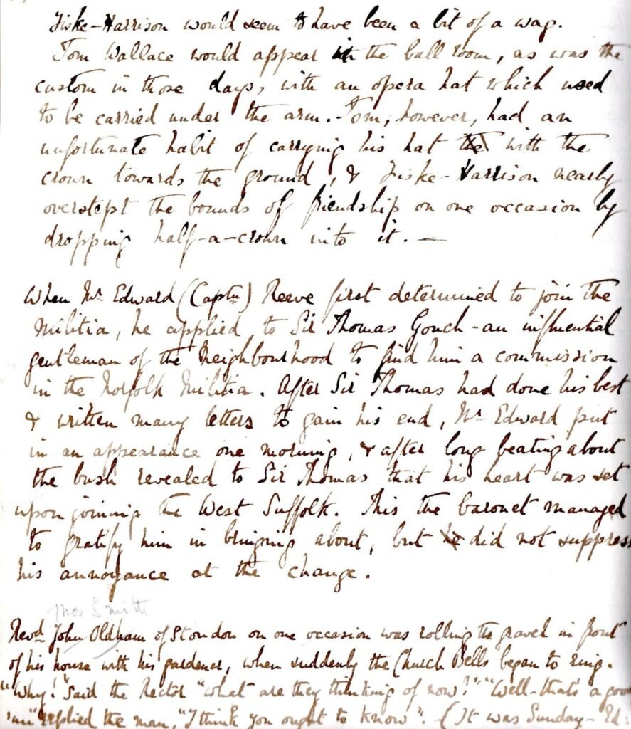 A page taken from ‘Jottings’ written by Edward Henry Lisle Reeve in 1881