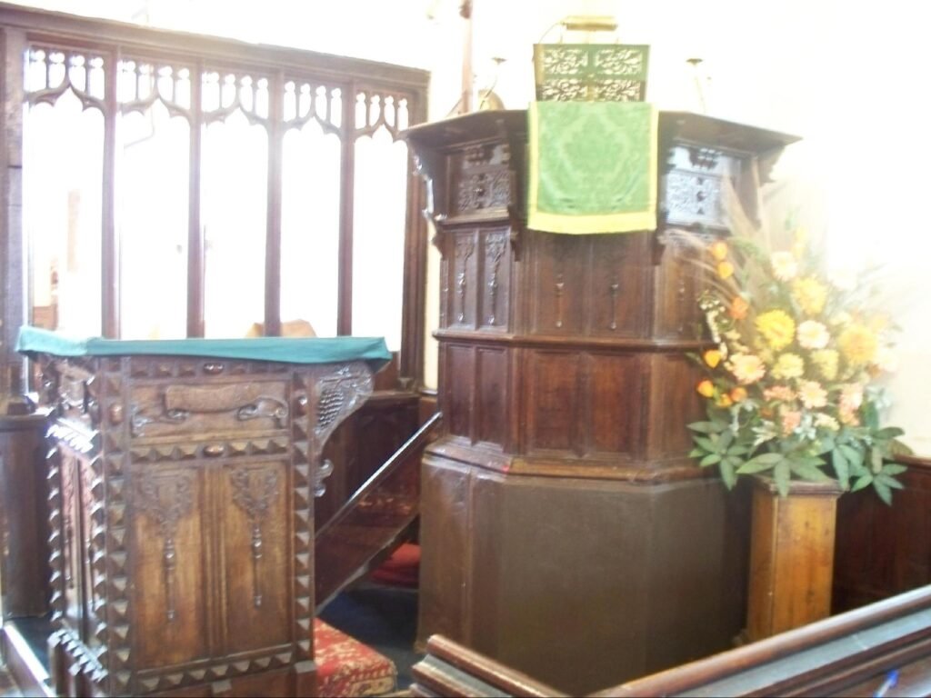 The pulpit in Stondon Church