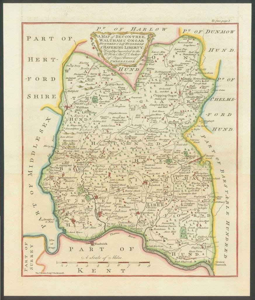 1768 Map of the Becontree, Waltham, and Ongar Hundreds
& the Havering Liberty