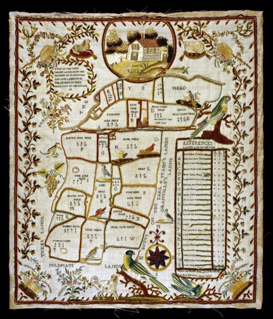 A Map of The Farm Called Arnolds in The Parish of Stapelforth Abby & Lambourn in the County of Essex. Sampler dated circa 1790