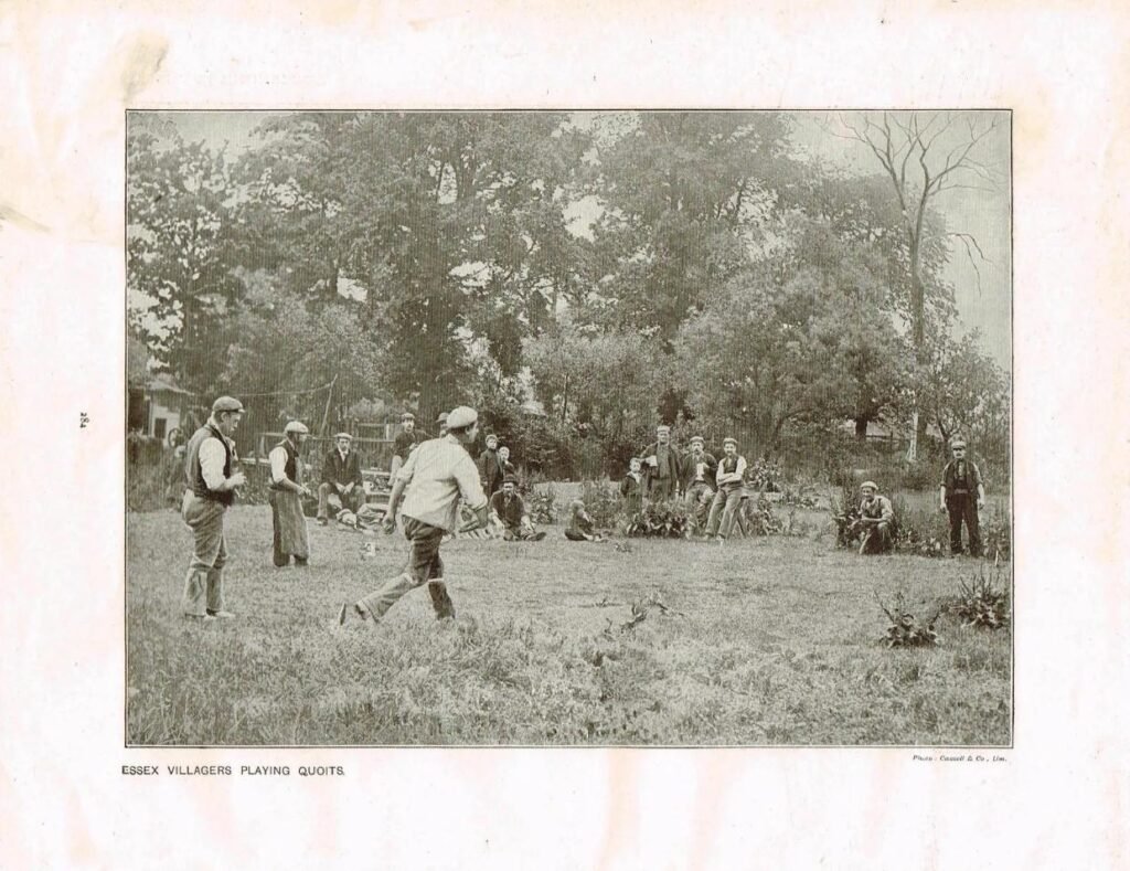 Antique Print date 1906 - Location Unknown - Essex Villlagers Playing Quoits
