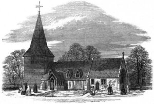 Engraving of Greensted church, 1849