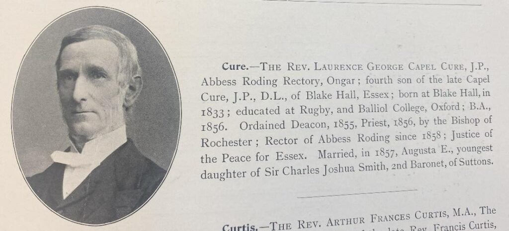 The Reverend Laurence George Capel Cure, J.P.