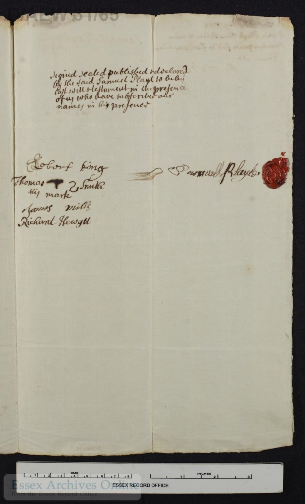 Signature of Samuel Playle and Witnesses