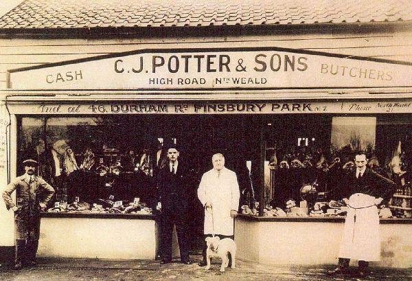 C. J. Potter & Sons, Butchers, North Weald, circa 1930