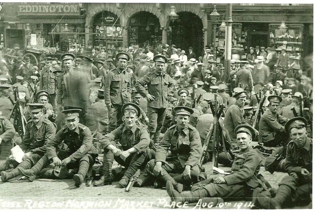 The Essex Regiment in Norwich Market Place August 10th 1914
