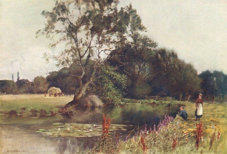 'On the Roding, near Ongar' - 1909.
From a Painting by Louis Burleigh Bruhl (1861-1942)