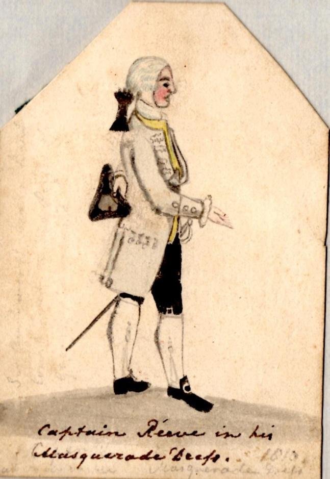 Captain Reeve in fancy-dress for a Masquerade ball (1810) A self-portrait from his commonplace book