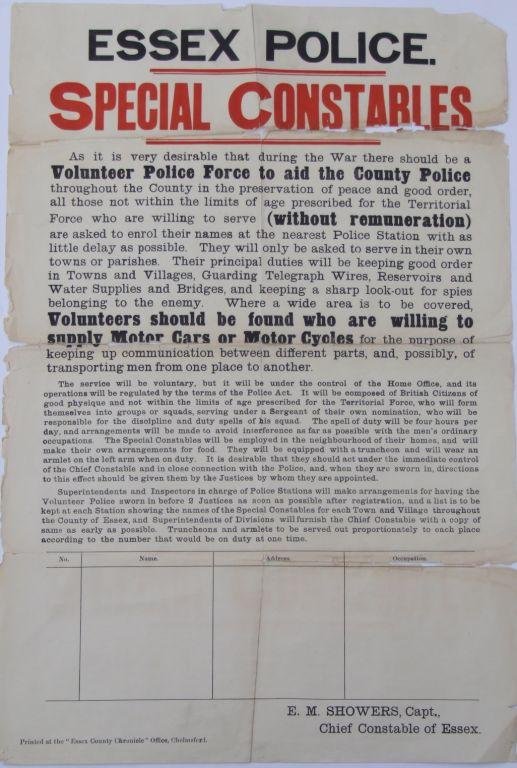 Special Constables in World War One